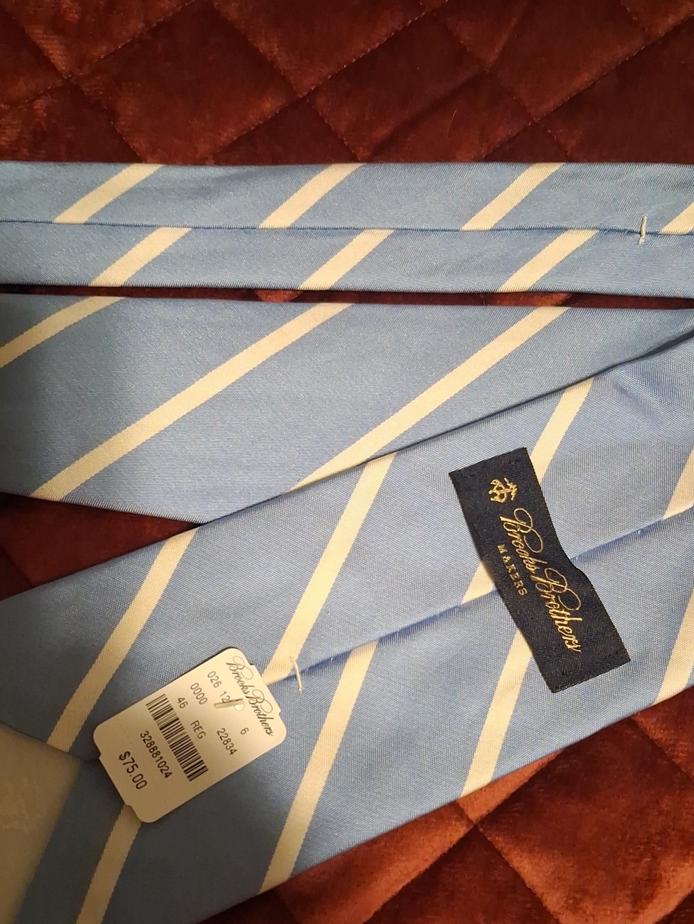 Brooks Brothers Light Blue and White Diagonal Stripe Silk Tie